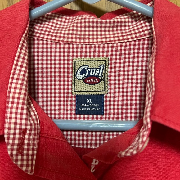 Red button up cruel girl shirt - Picture 2 of 2